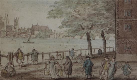 Attributed to Thomas Rowlandson (1736-1827) Lambeth Walk, 5.25 x 8.75in.